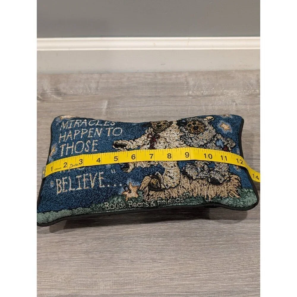 Boyds Bears & Friend Throw Pillow Tapestry Miracles Happen To Those Who Believe